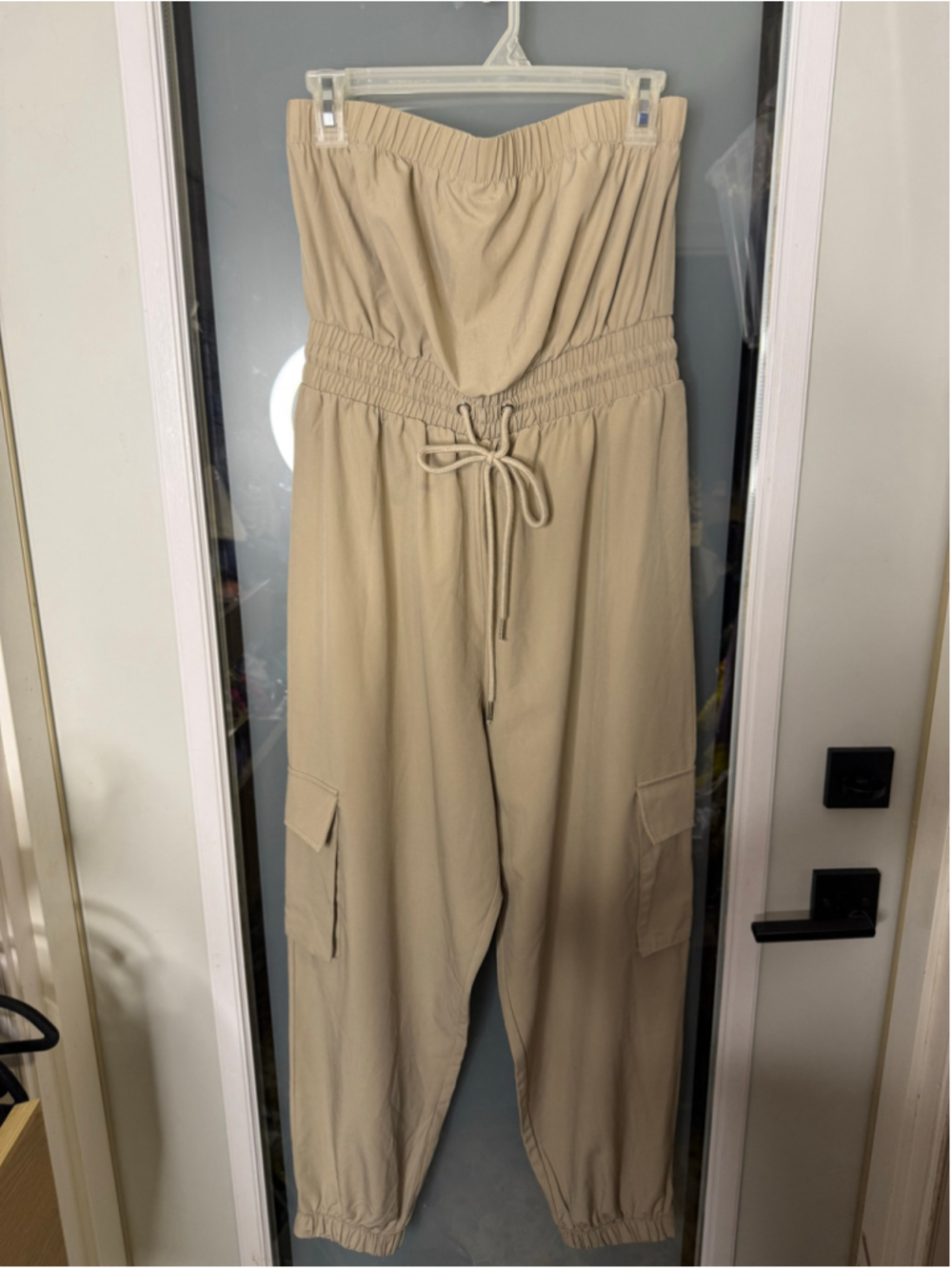 Justify Beige Strapless Cargo Jumpsuit L - Picture 2 of 7
